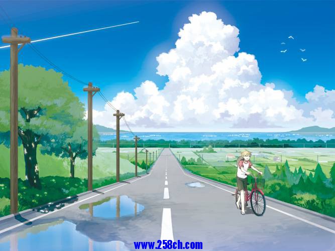 konachan 112328 amemura animal bicycle bird clouds kagamine_len scenic sky vocaloid.jpg